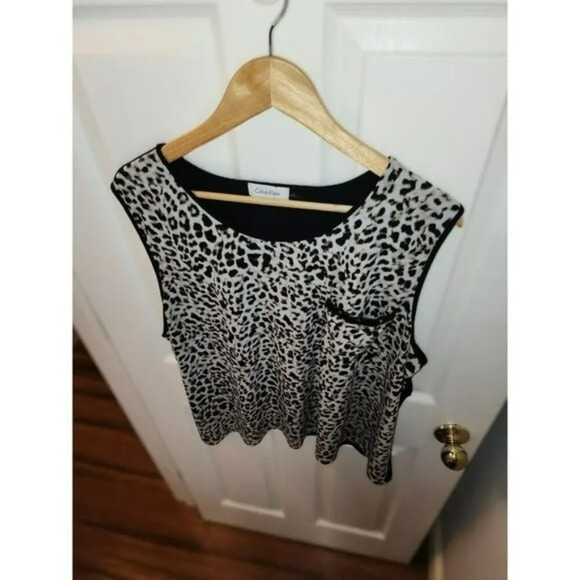 Calvin Klein Animal Print Sleeveless Plus Size Blouse 24w - Picture 4 of 8